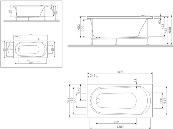 Фронтальная панель для ванной AM.PM Spirit, 170х70 см (W72A-170-070W-P2) изображение 2