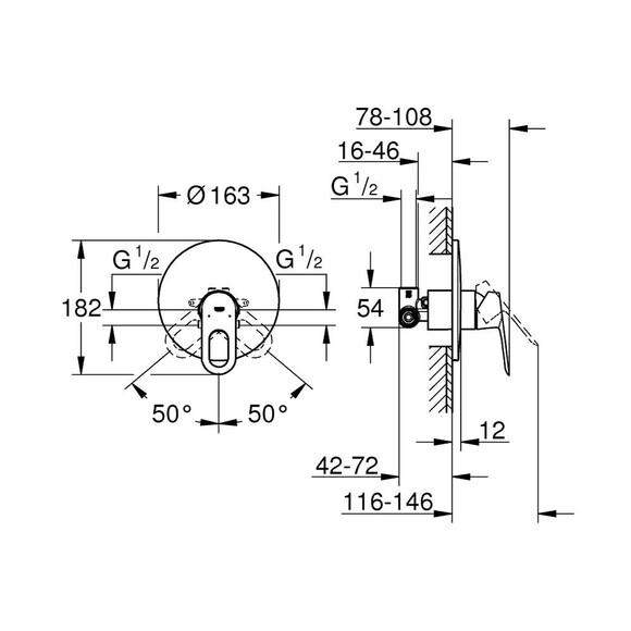 Смеситель скрытого монтажа для душа Grohe Bauloop (29080000) (CV031170) изображение 2