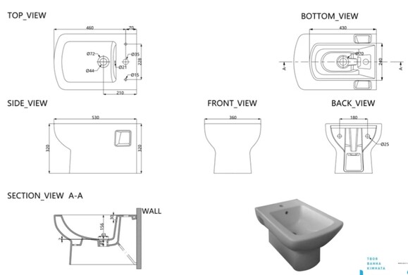 Биде подвесное Devit Comfort New, без смесителя (2120123) изображение 2