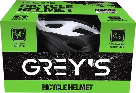 Велосипедний шолом Grey's, L, чорно-білий, матовий (GR21144) фото 2