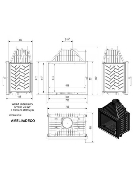 Каминная топка Kratki AMELIA 25 DECO (AMELIA/DECO) изображение 2