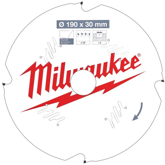 Пильний диск Milwaukee 190/30 мм/1,8 мм, 4 зуб. (4932471304)