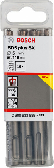Набор буров Bosch SDS plus-5X 5x50x110 мм, 10 шт (2608833889) изображение 2