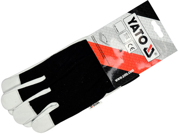 Перчатки бело-черные Yato "размер 8" (YT-74639) изображение 2