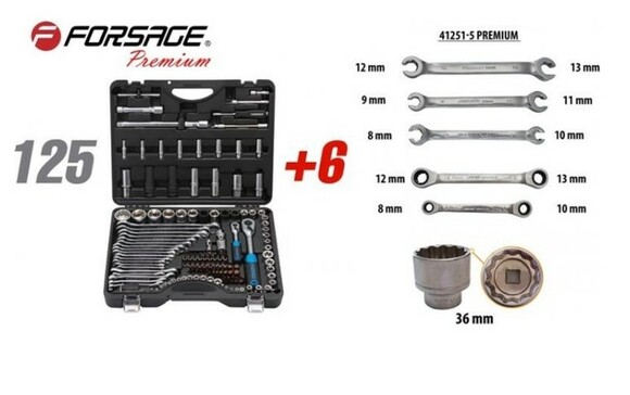Набор инструментов Forsage 125+6 предметов F-41251-5 PREMIUM изображение 2