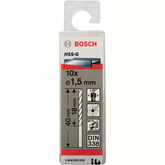 Набор сверл Bosch HSS-G 1.5мм (2608595050) 10 шт