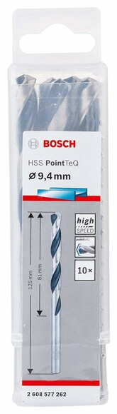 Сверло по металлу Bosch PointTeQ HSS 9.4х125 мм, 10 шт. (2608577262) изображение 2