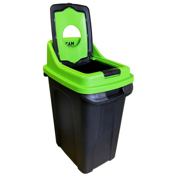 Сортировочный мусорный бак PLANET Re-Cycler 50 л, черно-зеленый изображение 2