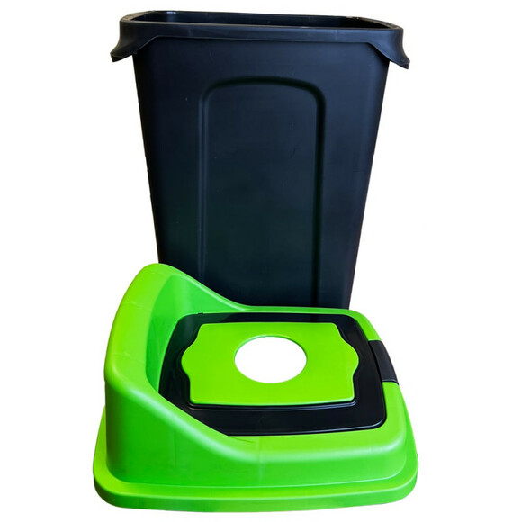 Сортировочный мусорный бак PLANET Re-Cycler 50 л, черно-зеленый изображение 4