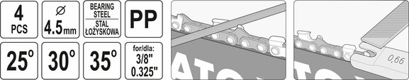 Средство для заточки отрезных цепей с напильником Yato 4.5 мм, 4 шт (YT-85041) изображение 5