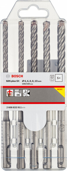 Набір бурів Bosch SDS plus-5X 5шт 6/6/8/8/10 x 160мм (2608833911) фото 2
