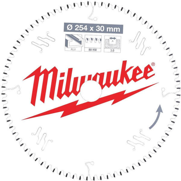 

Диск пильный Milwaukee CSB MS Alu 254x30x3 мм 80 зубьев (4932471318)