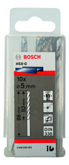 Набор сверл Bosch HSS-G 5мм (2608595062) 10 шт