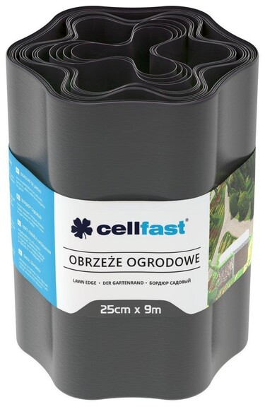 Стрічка газонна бордюрна хвиляста Cellfast, 25 см x 9 м (графіт) (30-054)