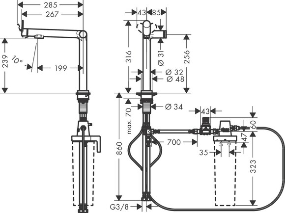 Смеситель для кухни HANSGROHE Aqittura M91 FilterSystem 240, черный матовый (76804670) изображение 3