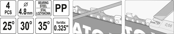 Засіб для заточки відрізних кіл з напилком Yato 4.8 мм, 4 шт (YT-85042) фото 5