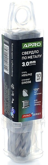 Свердло по металу APRO HSS/M2 3.0 мм, 10 шт. (830668) фото 2