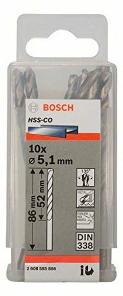 Свердло по металу Bosch HSS-CO 5.1х86 мм, 10 шт. (2608585886) фото 2