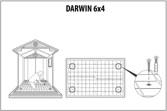 Сарай пластиковый Keter Darwin, 6х4 (190x121x221 см), зеленый (259001) изображение 7