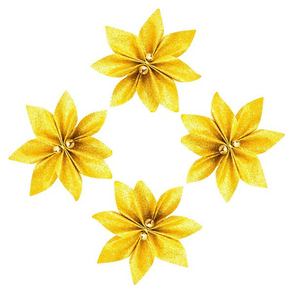 Набор елочных игрушек Jumi Цветок, 4 шт. (золотой) (5900410595675GOLD) изображение 2