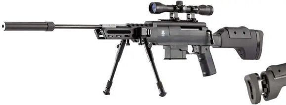 Гвинтівка пневматична Norica Black OPS Sniper, калібр 4.5 мм, приціл 4x32, сошки, 305 м/с (1665.11.81) фото 2