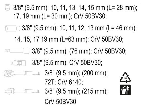 Набор торцевых головок Yato YT-38641 изображение 4