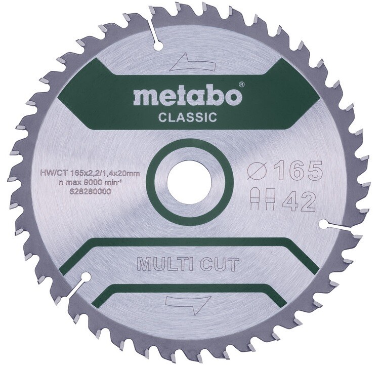 

Пильный диск Metabo MultiCutClassic 165x20 42 FZ/TZ 5 град. (628280000)