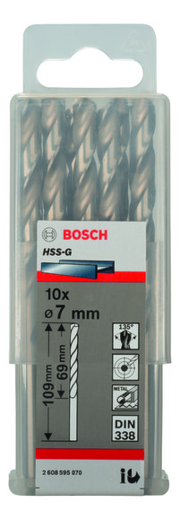 Набір свердел Bosch HSS-G 7мм (2608595070) 10 шт
