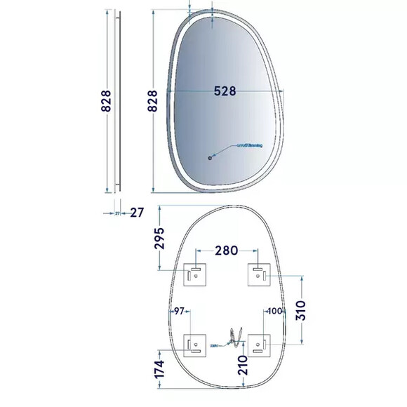 Зеркало DEVIT Style 80х50 см, ассиметричное, с LED подсветкой и тачсенсором (5415080) изображение 8