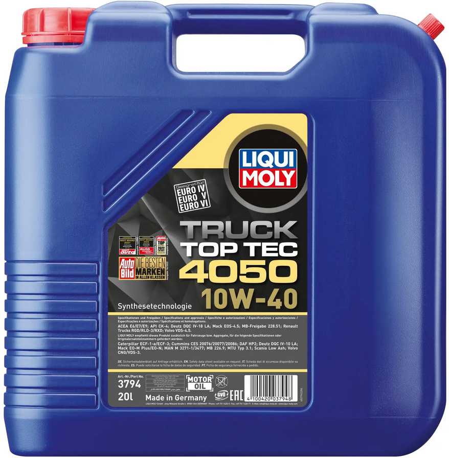 

Полусинтетическое моторное масло LIQUI MOLY Top Tec Truck 4050 10W-40, 20 л (3794)