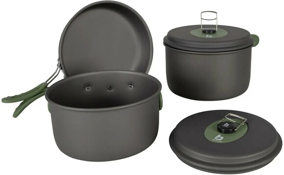 Набір посуду Bo-Camp Explorer 3 Pieces Hard Anodized Grey/Green (DAS302732)