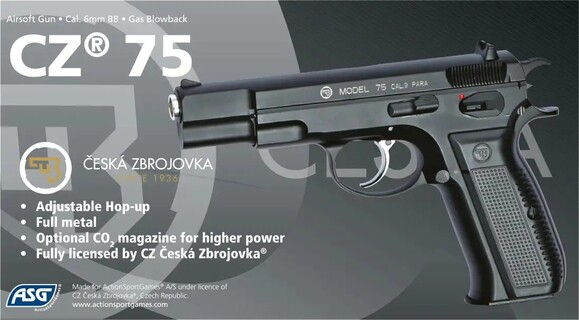 Пистолет страйкбольный ASG CZ 75 Green Gas, калибр 6 мм (2370.40.90) изображение 8