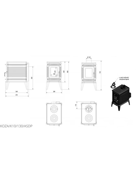 Чугунная печь Kratki KOZA K10 ASDP (KOZA/K10/130/ASDP) изображение 3