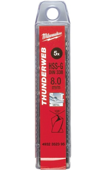Сверло по металлу Milwaukee THUNDERWEB HSS-G, 9,0Х125 мм, 5 шт. (4932352397)