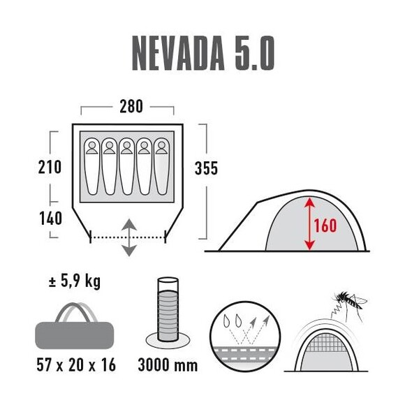 Палатка High Peak Nevada 5.0 Nimbus Grey (10209) (928127) изображение 8