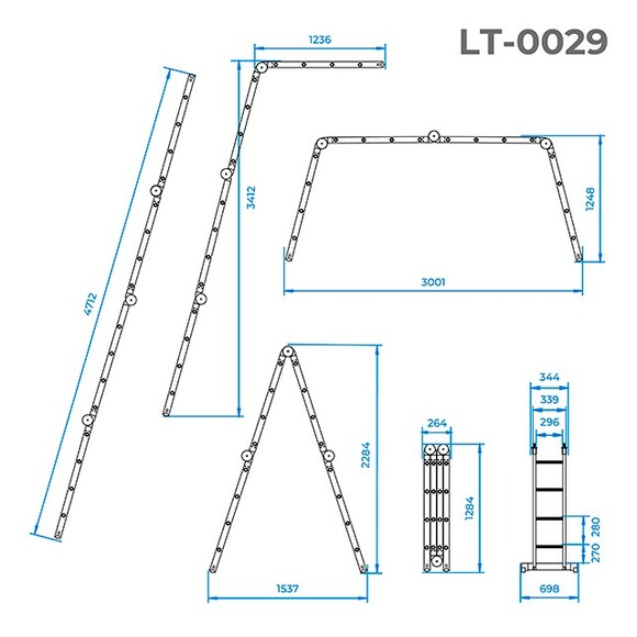 Лестница трансформер Intertool 4х4, 4.7 м (LT-0029) изображение 9