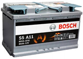 Автомобильный аккумулятор Bosch S5A AGM 12В, 80 Ач, 800 А (0092S5A110)