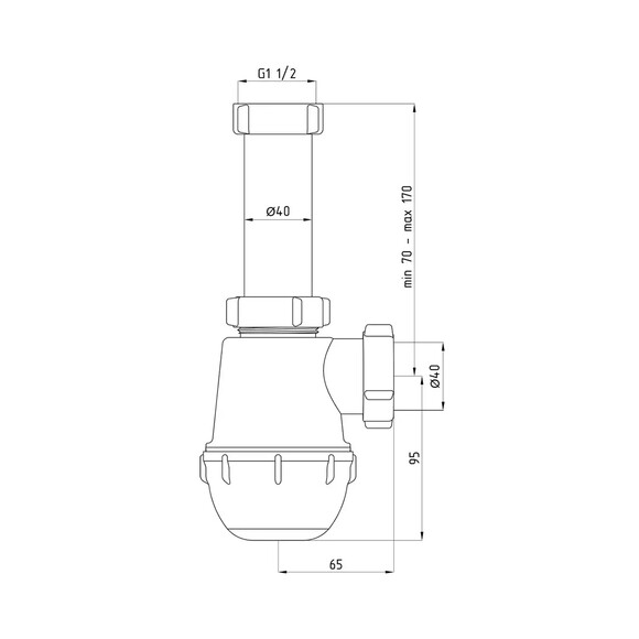 Сифон для кухонної мийки ANIplast 1 1/2''х40 мм без випуску A0120EU (CV028969) фото 2