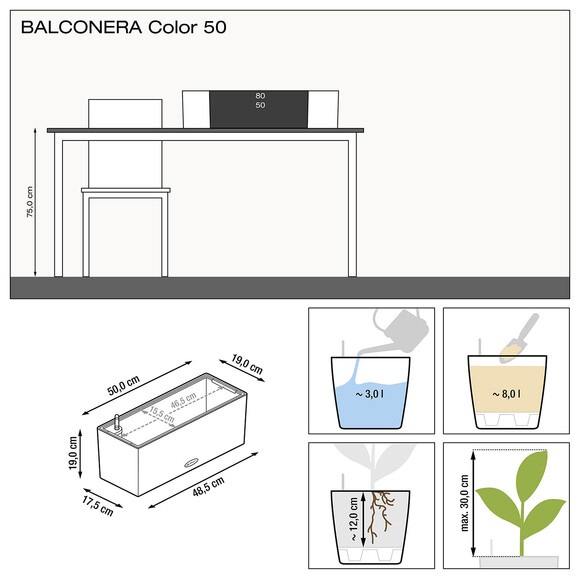 Вазон Lechuza Balconera Color 50 (ванильный) (30650736) изображение 5