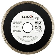 Диск алмазний YATO суцільний 125x5,3x22,2 мм для мокрого різання (YT-6013)
