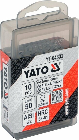 Набор насадок отверточных Yato 50 мм 10 шт (YT-04832) изображение 2