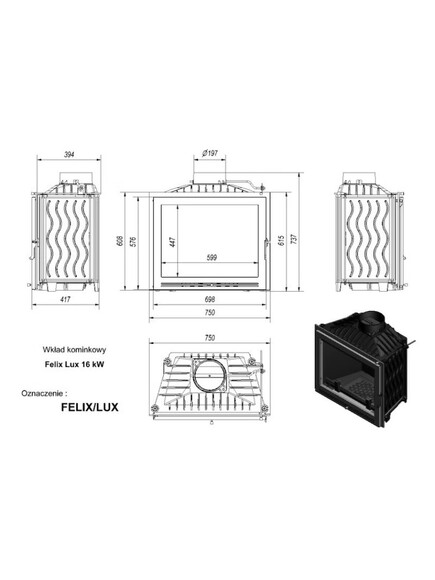 Каминная топка Kratki FELIX 16 LUX (FELIX/LUX) изображение 2