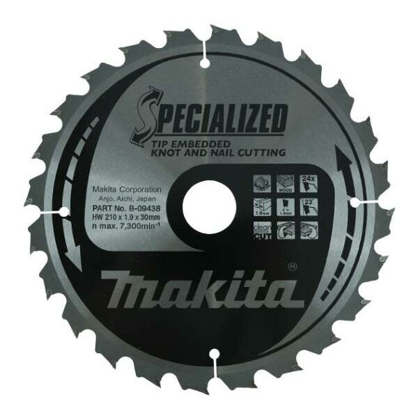 

Пильный диск Makita Specialized по дереву с гвоздями 210x30/25мм 24T (B-09438)