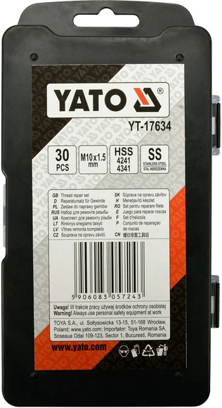 Принадлежности для восстановления внутренней резьбы Yato М10x1.5 мм (YT-17634) изображение 3