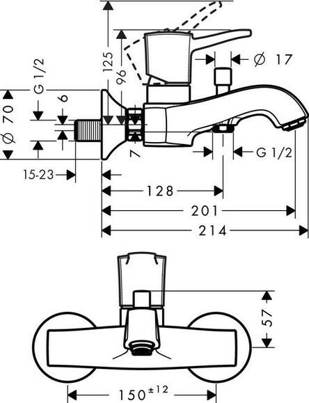 Смеситель для ванны HANSGROHE Metropol Classic, однорычажный (31340000) изображение 2