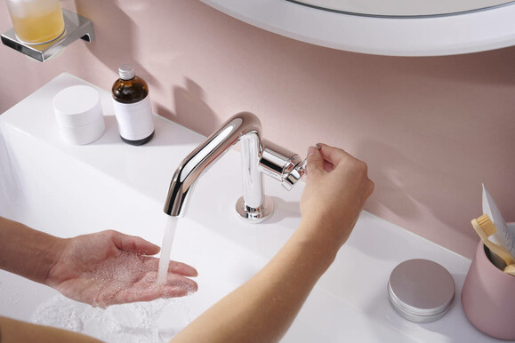 Смеситель для умывальника HANSGROHE Tecturis S CoolStart EcoSmart+, однорычажный (73320000) изображение 2