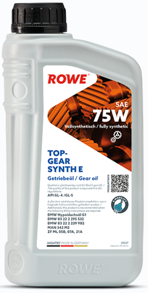 Трансмиссионное масло ROWE HighTec Topgear Synth E SAE 75W, 1 л (25027-0010-99)