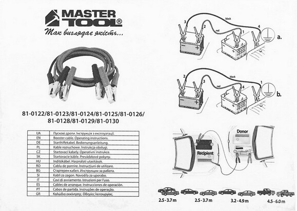 Провода пусковые MASTERTOOL, 800А, 12V/24V, 4 м, до -40 °C (81-0128) изображение 3