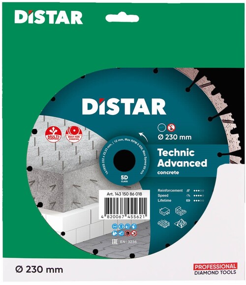 Алмазный диск Distar 1A1RSS/C3-H 232x2,6/1,8x12x22,23-16 Technic Advanced (14315086018) изображение 4