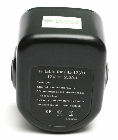 Акумулятор PowerPlant для шурупокрутів та електроінструментів DeWALT GD-DE-12, 12 V, 2.5 Ah, NIMH DE9074 (DV00PT0034) фото 2